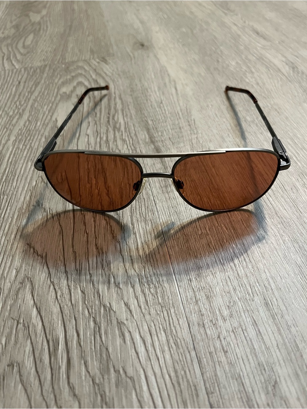 Foster Grant Sunglasses Gunmetal Metal Frame Brown Lenses Unisex